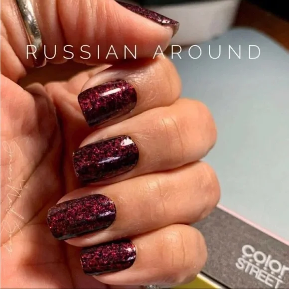 *Retired* Color Street: Russian Around | Crimson Sparkle Fall Autumn Glitter - Picture 9 of 12